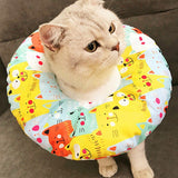 Adjustable Pet E-Collar Recovery Cone Cotton Blends Neck Recover Collar Cat Dog Printed Elizabeth Circle Pet Protection Collar