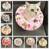 Adjustable Pet E-Collar Recovery Cone Cotton Blends Neck Recover Collar Cat Dog Printed Elizabeth Circle Pet Protection Collar