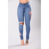 AliExpress best selling autumn 2020 new jeans Europe and the United States embroidered ladies feet pants high-elastic jeans
