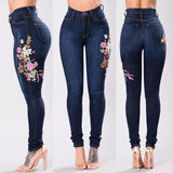 AliExpress best selling autumn 2020 new jeans Europe and the United States embroidered ladies feet pants high-elastic jeans