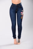 AliExpress best selling autumn 2020 new jeans Europe and the United States embroidered ladies feet pants high-elastic jeans