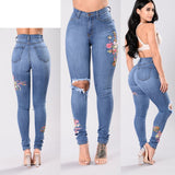 AliExpress best selling autumn 2020 new jeans Europe and the United States embroidered ladies feet pants high-elastic jeans