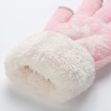 Autumn and winter warming gloves with touch screen and cashmere snowflake pattern lady's finger gloves