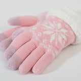 Autumn and winter warming gloves with touch screen and cashmere snowflake pattern lady's finger gloves