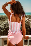 Pink Striped Tankini Top and Panty Two-piece Swimsuit