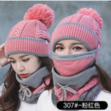 BINGYUANHAOXUAN  Women Scarf Winter Sets Cap Mask Collar Face Protection Girls  Accessory Women Ball Scarf Balaclava Knitted Hat