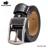 BISON DENIM Men Belt For Men Cowskin Genuine Leather Personality Men belt Buckle Quality Male Brown Strap Vintage Jeans N71223