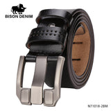 BISON DENIM Men Belt For Men Cowskin Genuine Leather Personality Men belt Buckle Quality Male Brown Strap Vintage Jeans N71223