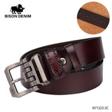 BISON DENIM Men Belt For Men Cowskin Genuine Leather Personality Men belt Buckle Quality Male Brown Strap Vintage Jeans N71223