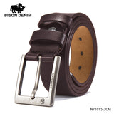 BISON DENIM Men Belt For Men Cowskin Genuine Leather Personality Men belt Buckle Quality Male Brown Strap Vintage Jeans N71223
