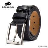BISON DENIM Men Belt For Men Cowskin Genuine Leather Personality Men belt Buckle Quality Male Brown Strap Vintage Jeans N71223