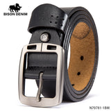 BISON DENIM Men Belt For Men Cowskin Genuine Leather Personality Men belt Buckle Quality Male Brown Strap Vintage Jeans N71223