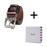 BISON DENIM Men Belt For Men Cowskin Genuine Leather Personality Men belt Buckle Quality Male Brown Strap Vintage Jeans N71223