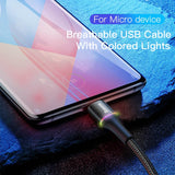 Baseus LED Lighting Micro USB Cable 3A Fast Charging Charger Microusb Cable For Samsung Xiaomi Android Mobile Phone Wire Cord 3m - app80