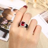 Big Red Square Pave Crystal CZ Finger Rings for Women Fashion 8mm Healthy Never Fade Ceramic Rings Wedding Engagement Jewelry