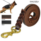 ssss  Braided Real Leather Dog Leash Walking Training Leads for German Shepherd 1.2cm width 150cm-300cm