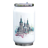 Building Themed Watercolor Painting Bottle Coke Shaped Vacuum Insulated Thermal Flask Cool Print Water Bottle Stainless Steel