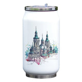 Building Themed Watercolor Painting Bottle Coke Shaped Vacuum Insulated Thermal Flask Cool Print Water Bottle Stainless Steel