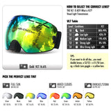 dasda  COPOZZ brand ski goggles double layers UV400 anti-fog big ski mask glasses skiing snow men women snowboard goggles GOG-201 Pro