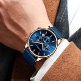CRRJU New Blue Casual Mesh Belt Fashion Quartz Gold Watch Mens Watches Top Brand Luxury Waterproof Clock Relogio Masculino