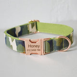 Camouflage nylon bow dog collar leash labrador free engrave name ID dog collar pet straps products training dog collar rose gold