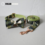 Camouflage nylon bow dog collar leash labrador free engrave name ID dog collar pet straps products training dog collar rose gold