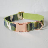 Camouflage nylon bow dog collar leash labrador free engrave name ID dog collar pet straps products training dog collar rose gold