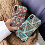 Capa de telefone para iphone x xs max xr 6s 7 8 plus capa estilo nacional étnico seguro cabido coque malha tecido caso