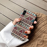 Capa de telefone para iphone x xs max xr 6s 7 8 plus capa estilo nacional étnico seguro cabido coque malha tecido caso