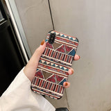 Capa de telefone para iphone x xs max xr 6s 7 8 plus capa estilo nacional étnico seguro cabido coque malha tecido caso