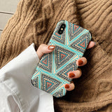 Capa de telefone para iphone x xs max xr 6s 7 8 plus capa estilo nacional étnico seguro cabido coque malha tecido caso