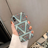 Capa de telefone para iphone x xs max xr 6s 7 8 plus capa estilo nacional étnico seguro cabido coque malha tecido caso
