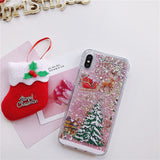 Cartoon Santa Claus Elk Phone Case For iPhone 11Pro Max XS Max Christmas Quicksand Giltter Cover For iPhone 11 XR 8 7 6 6S Plus