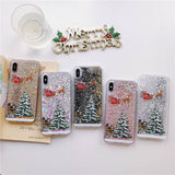 Cartoon Santa Claus Elk Phone Case For iPhone 11Pro Max XS Max Christmas Quicksand Giltter Cover For iPhone 11 XR 8 7 6 6S Plus