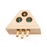 Cat Toys Pet Indoor Solid Wooden Cat Hunting Toy Interactive 3/5-holed Mouse Seat Scratch Interactive Cats Play Toy Best Gift
