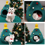 dasda  Christmas Tree Cave Cat Bed House Soft Cat Nest Beds Warm Winter Dog Bed Puppy House Kennel Cute Pet Bed For Small Dog Cat Nest
