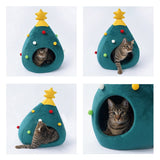 dasda  Christmas Tree Cave Cat Bed House Soft Cat Nest Beds Warm Winter Dog Bed Puppy House Kennel Cute Pet Bed For Small Dog Cat Nest