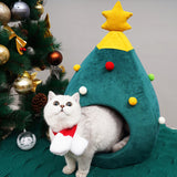 dasda  Christmas Tree Cave Cat Bed House Soft Cat Nest Beds Warm Winter Dog Bed Puppy House Kennel Cute Pet Bed For Small Dog Cat Nest