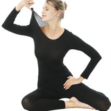 Comfy Seamless Elastic Thermal Innerwear Set Ultra-thin High Heat Inner wear Tops Thermal Underwear Bottoms 2019 Women Gift