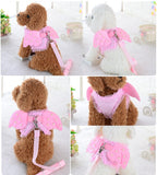 Cute Angel Lace Pearl Wings Pet Dog Leashes Collars Set Puppy Leads for Small Dogs Cats Dog Harness Head Collar for Cats collier
