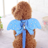 Cute Angel Lace Pearl Wings Pet Dog Leashes Collars Set Puppy Leads for Small Dogs Cats Dog Harness Head Collar for Cats collier