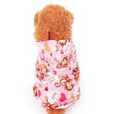 Cute Monkey Puppy Dog Raincoat for Small Dogs Breathable Mesh Lining Pet Rainwear Clothes Outdoor Waterproof Doggy Outfits XS-XL