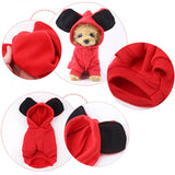 Cute Pet Dog Coat Winter Warm Dog Clothes with Big Ear Soft Fleece Dog Hoodie Puppy Outfits Clothing Yorkie Chihuahua Clothes