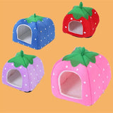 DannyKarl Pet Supplies Wave Strawberry Nest Warm Dog Kennel Cat Nest Can Be Removed and Washed Short Plush Pet Nest House 2019