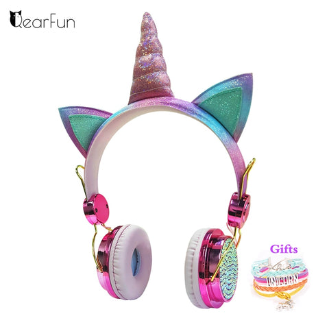 かわいいユニコーン有線ヘッドホンとマイク女の子 Daugther 音楽ステレオイヤホンコンピュータ携帯電話ゲーマーヘッドセット子供のギフト