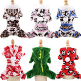 Dog Clothes Pajamas Fleece Jumpsuit Winter Dog Clothing Four Legs Warm Pet Clothing Outfit Small Dog Star Costume Apparel