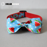 Dog bow collar for small medium dog teddy watermelon ribbon pet traction leash puppy necklace engrave ID Anti-lost running rope