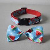 Dog bow collar for small medium dog teddy watermelon ribbon pet traction leash puppy necklace engrave ID Anti-lost running rope