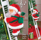 Electric Climbing Ladder Santa Claus Christmas Figurine Ornament Gifts Xmas Figurines Christmas Gift for Kid Red Xmas Tree