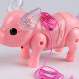 Electric Walking Singing Musical Light Pig Toy with Leash Interactive Kids Toy Electronics Robot Gift Children Birthday Present
